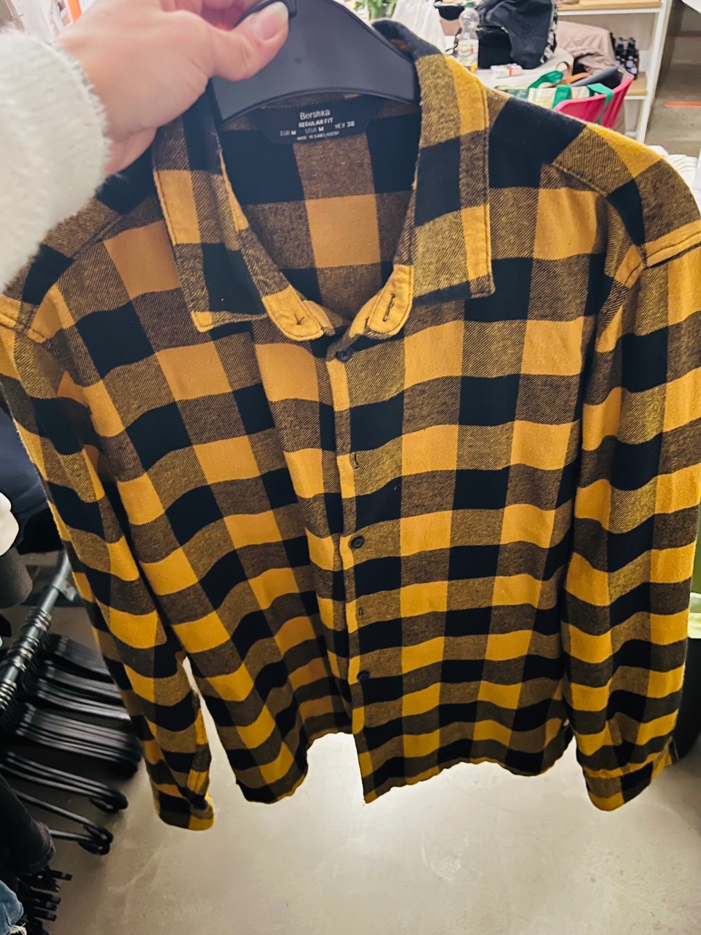 Bershka Hemd Gelb und Schwarz Gr.: M