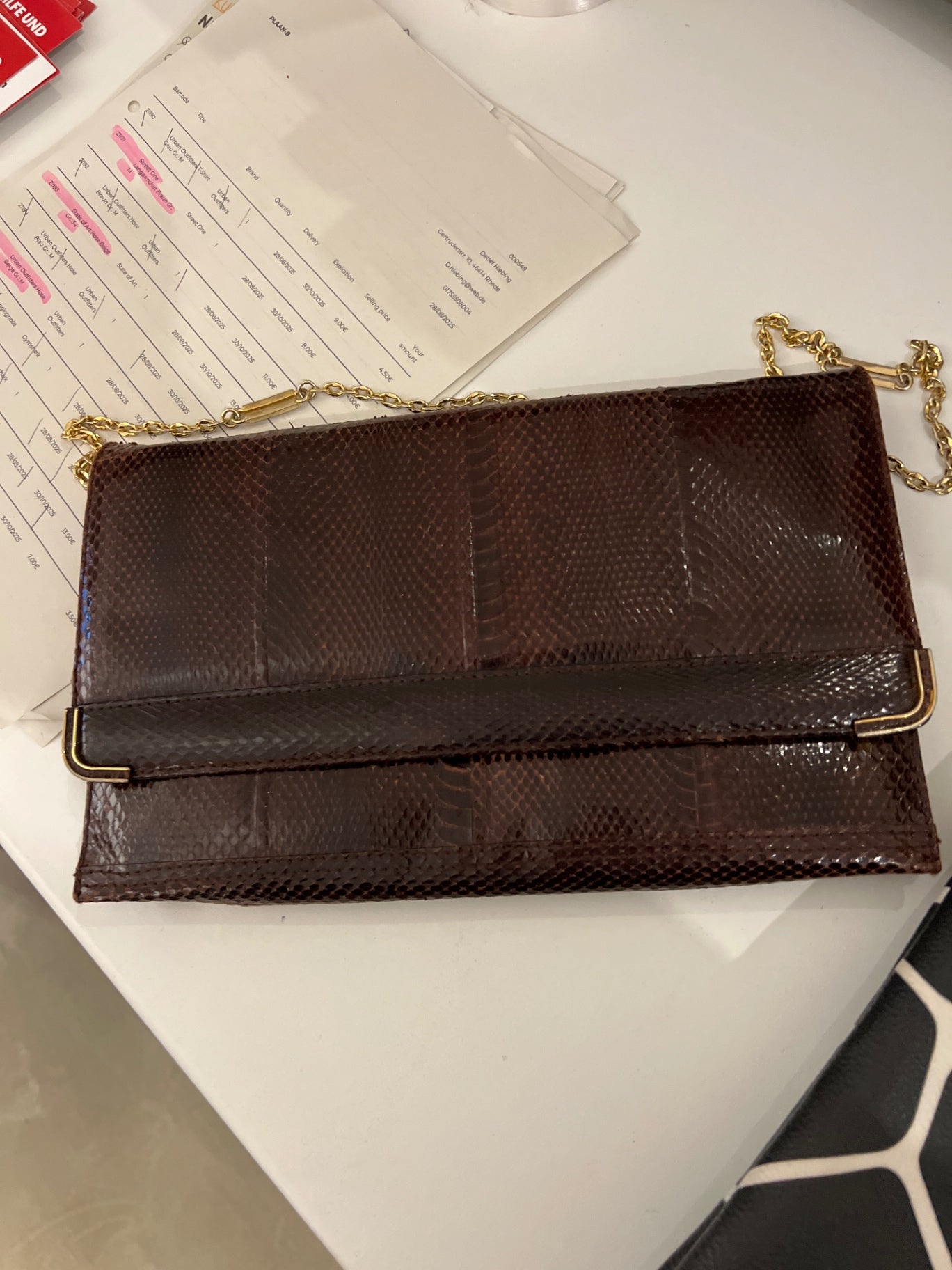Echtes Schlangenleder Tasche Braun