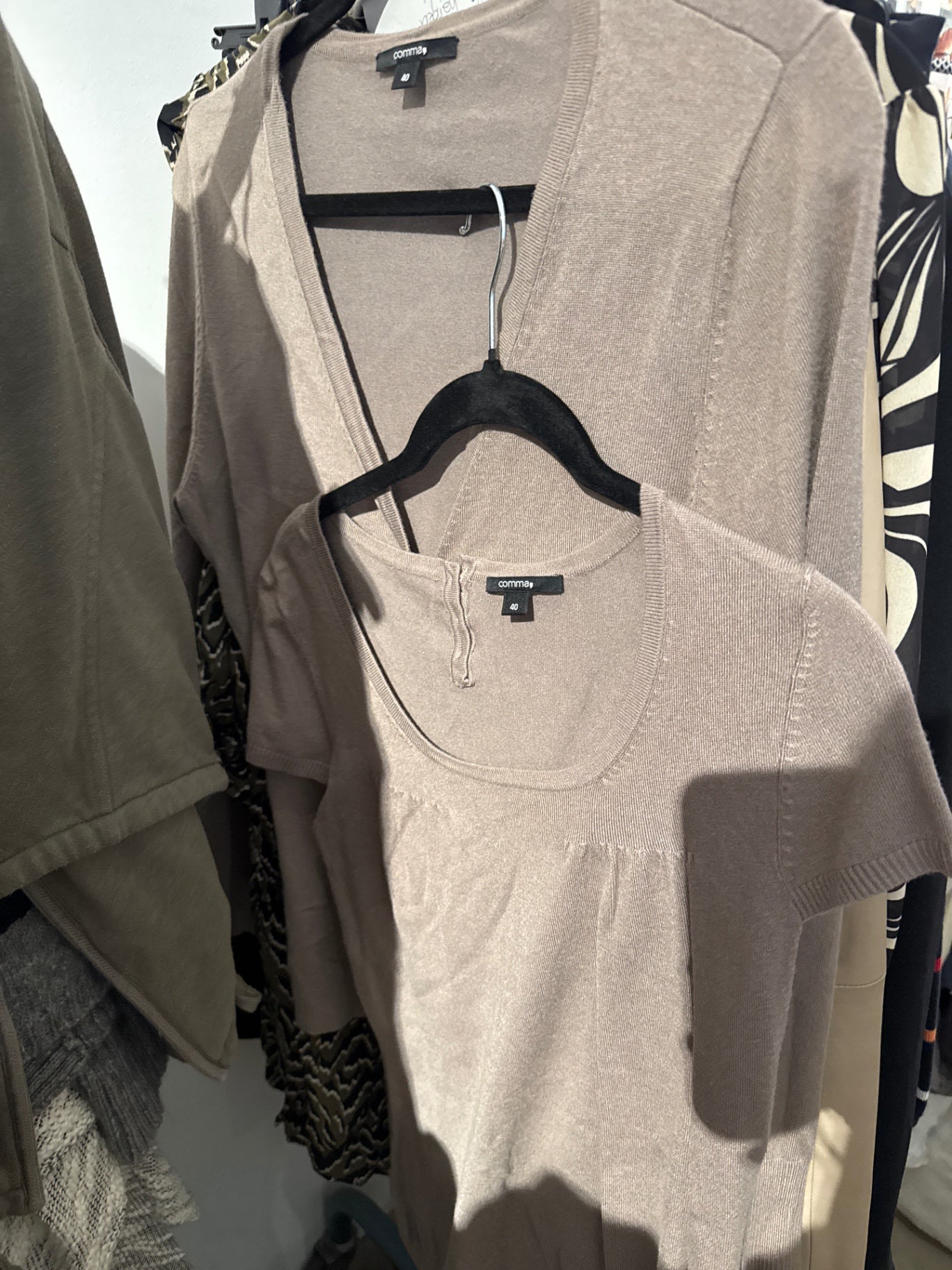 comma Twinset, Shirt+Cardigan Braun Gr.: 40