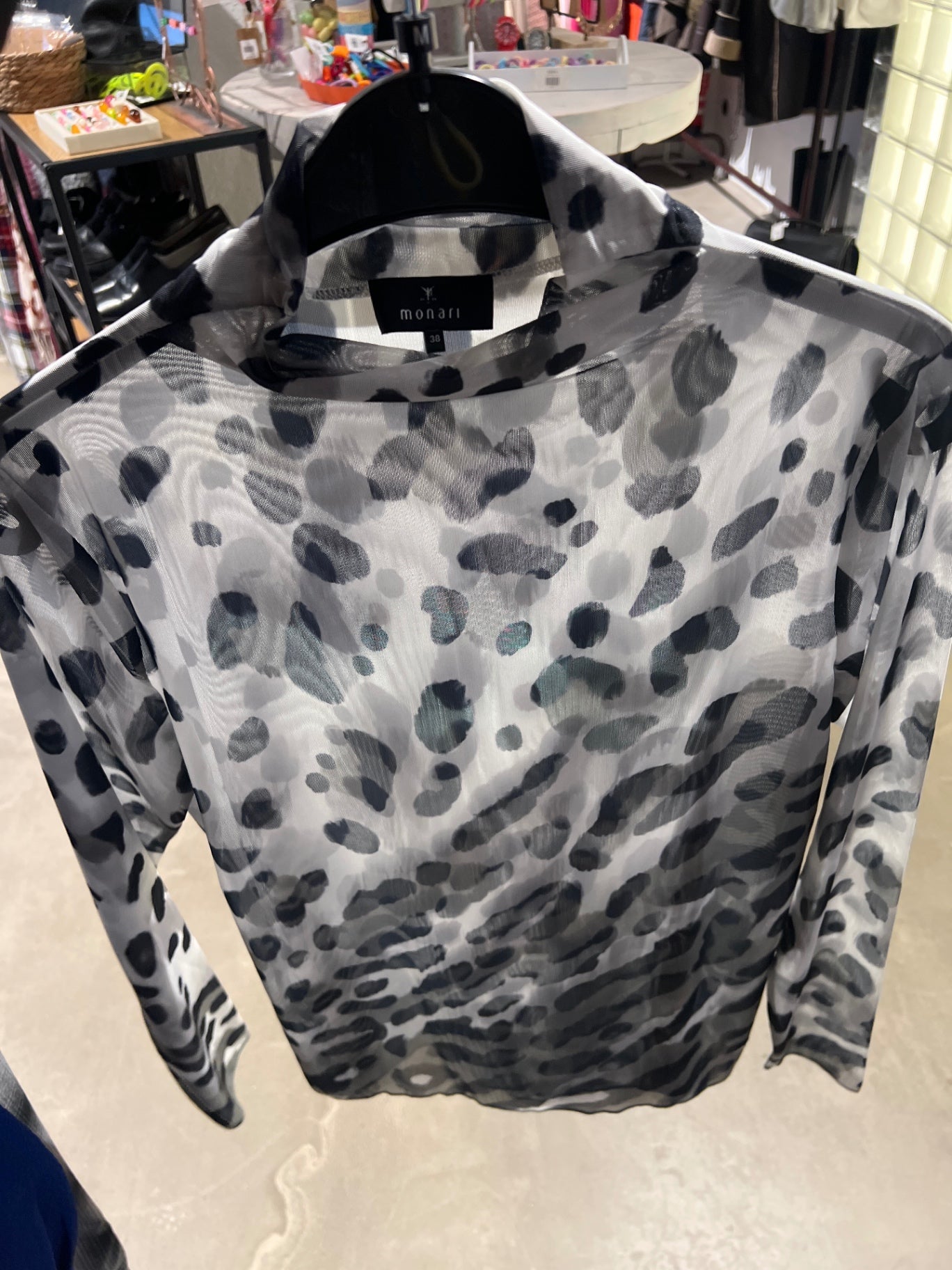 Monari Langarmshirt Weiß Schwarz Gr.: M
