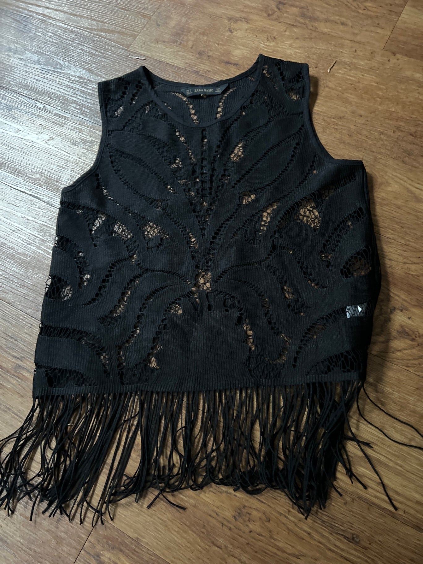 Zara Basic Spitzentop Schwarz Gr.: S