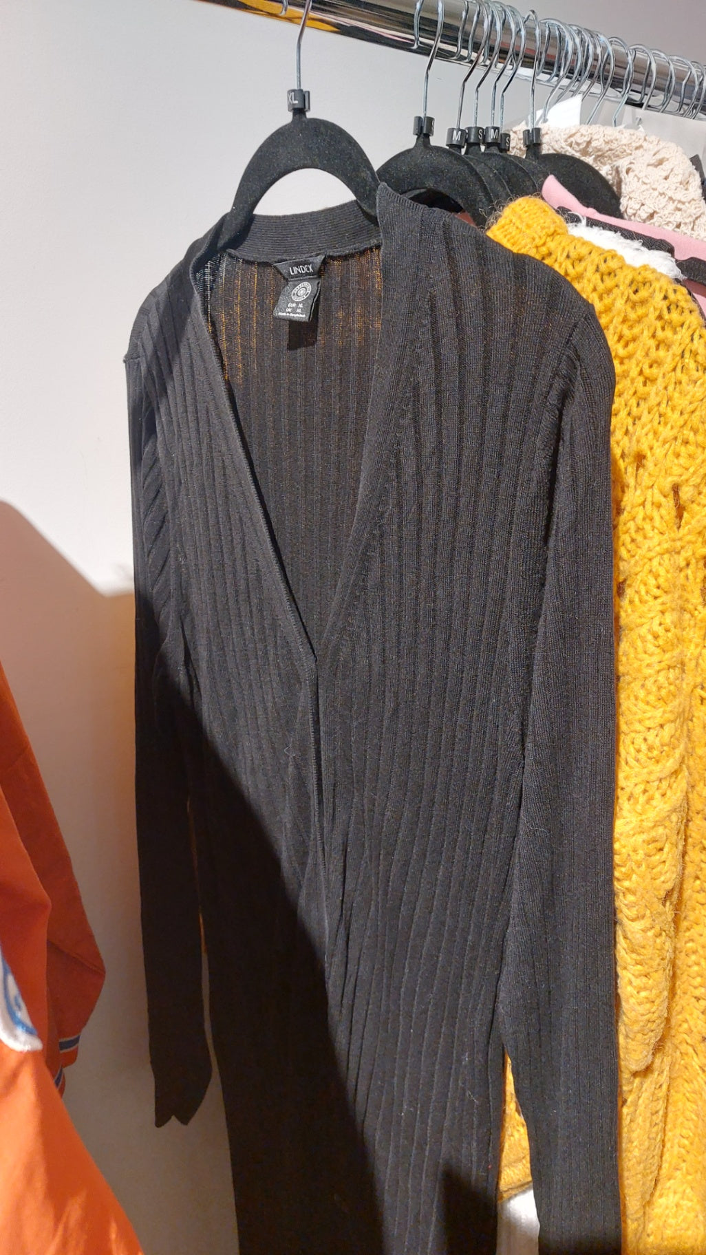 Lindex lange Strickjacke Schwarz Gr.: XL