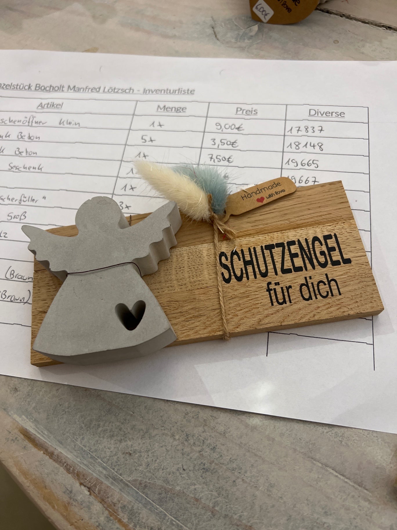 EINZELSTÜCK Schutzengel Beton Holz