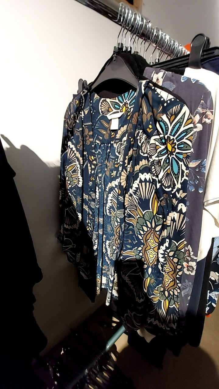 H&M Bluse Blau mit braun Gr.: S
