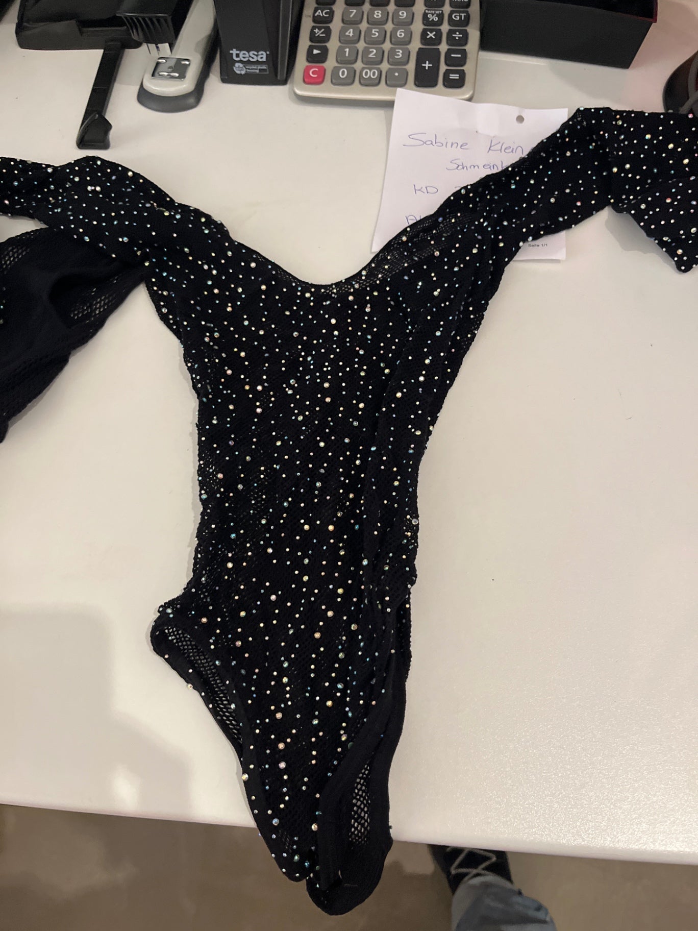 Body Ärmel Schwarz Glitzer Onesize