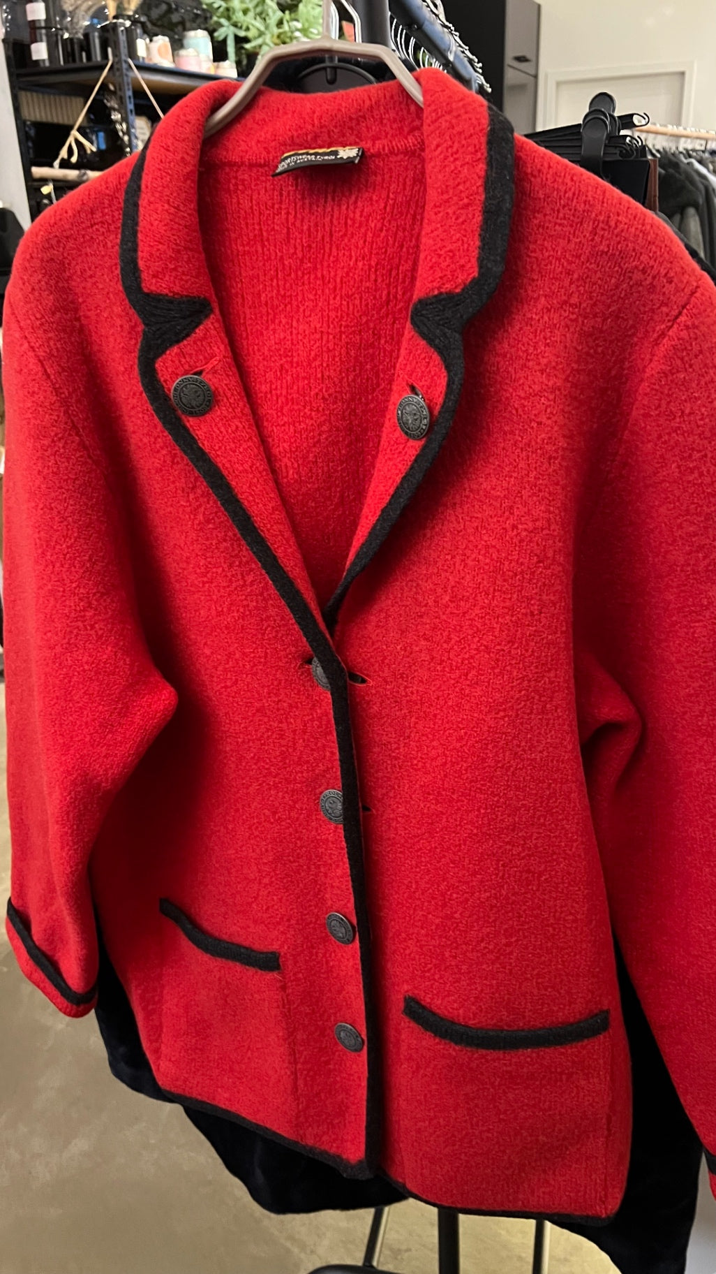 100% Schurwolle Jacke Rot Gr.: XXL
