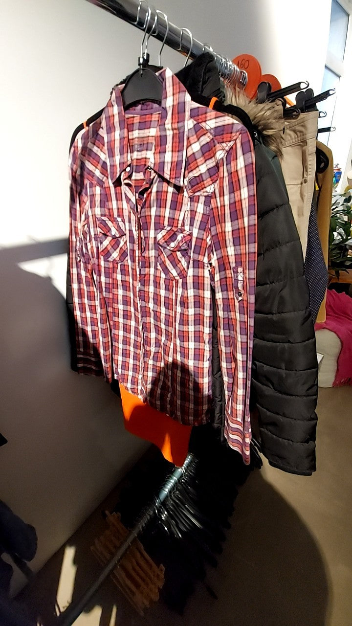 EDC Bluse Rot, Weiß, Blau Gr.: M