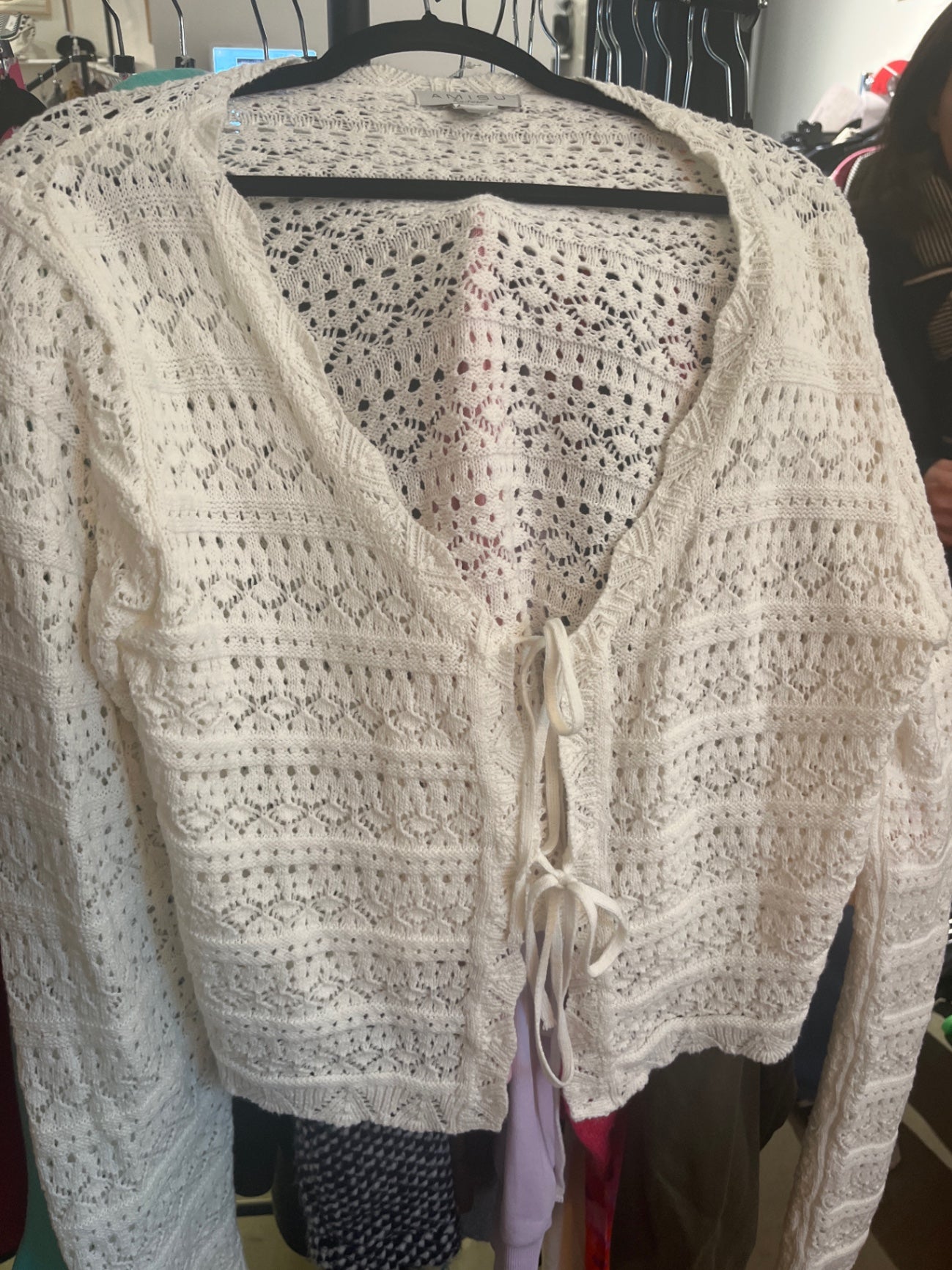AMISU Strickjacke Weiß Gr.: XL