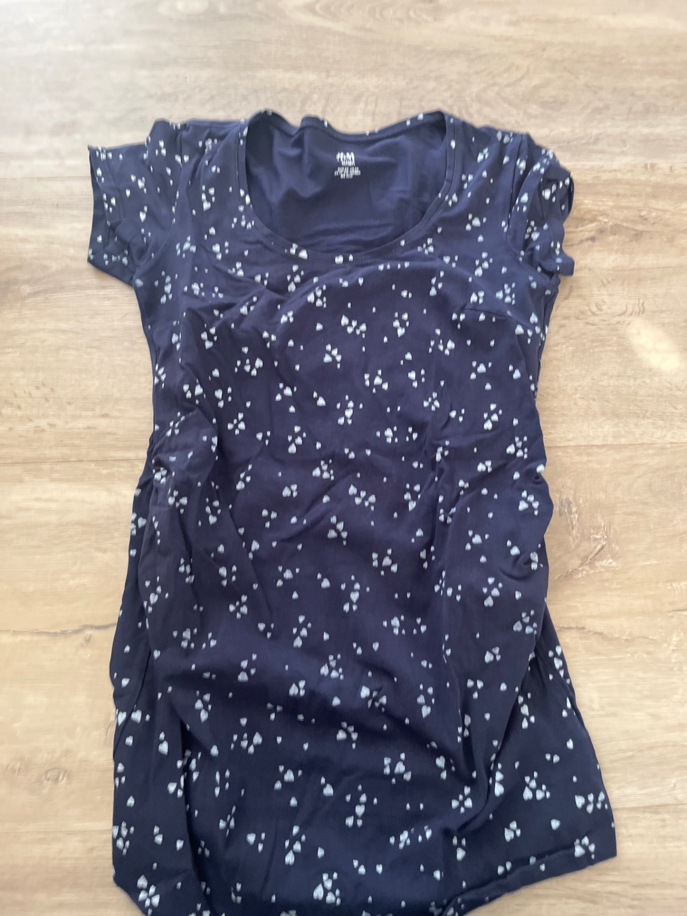 H&M Umstandsshirt blau Herzen XS