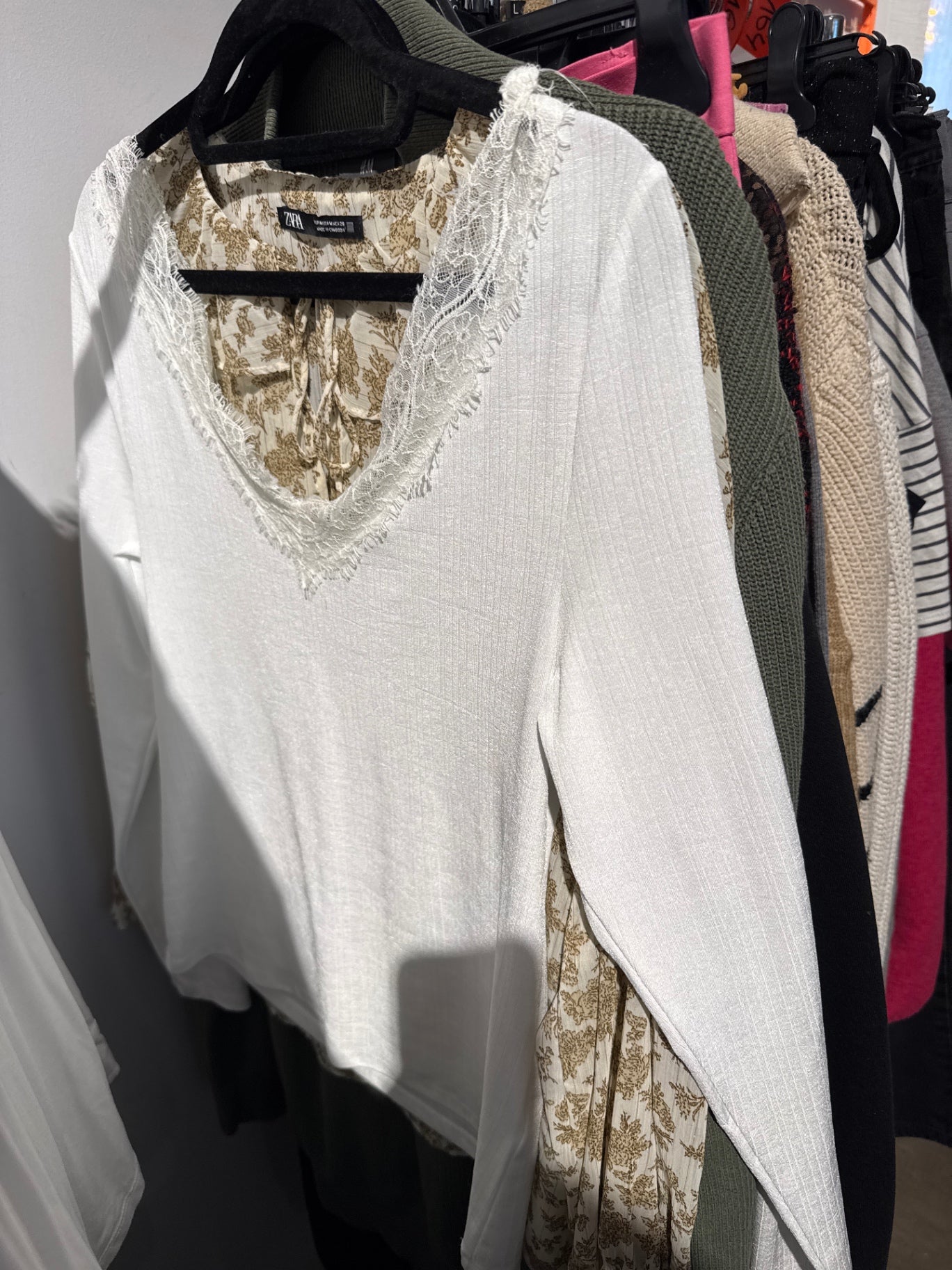 H&M Shirt Weiß spitze Gr.: L