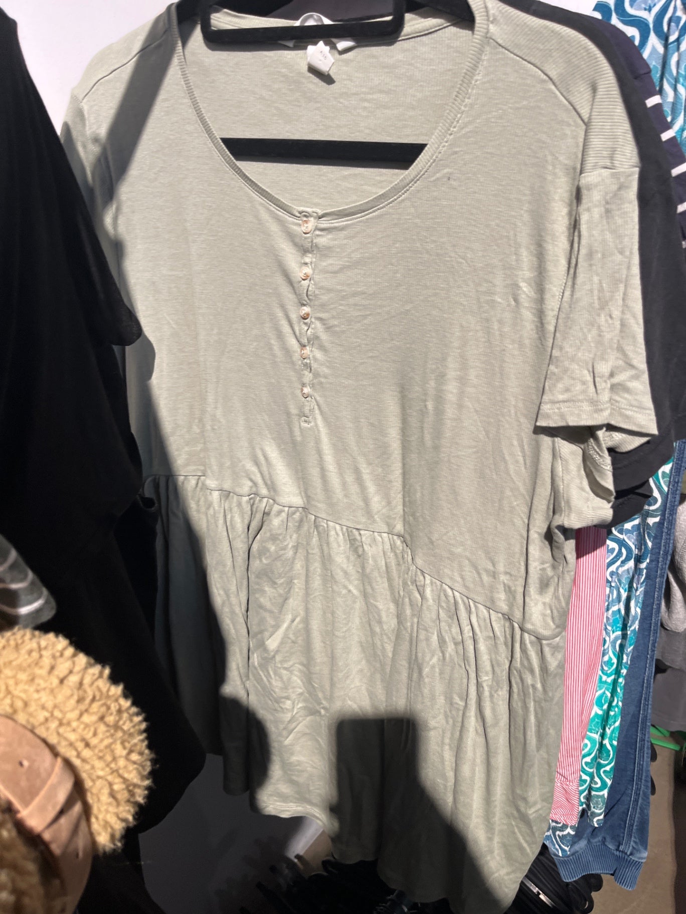 H&M Umstandsshirt Hellgrün Ripp XL