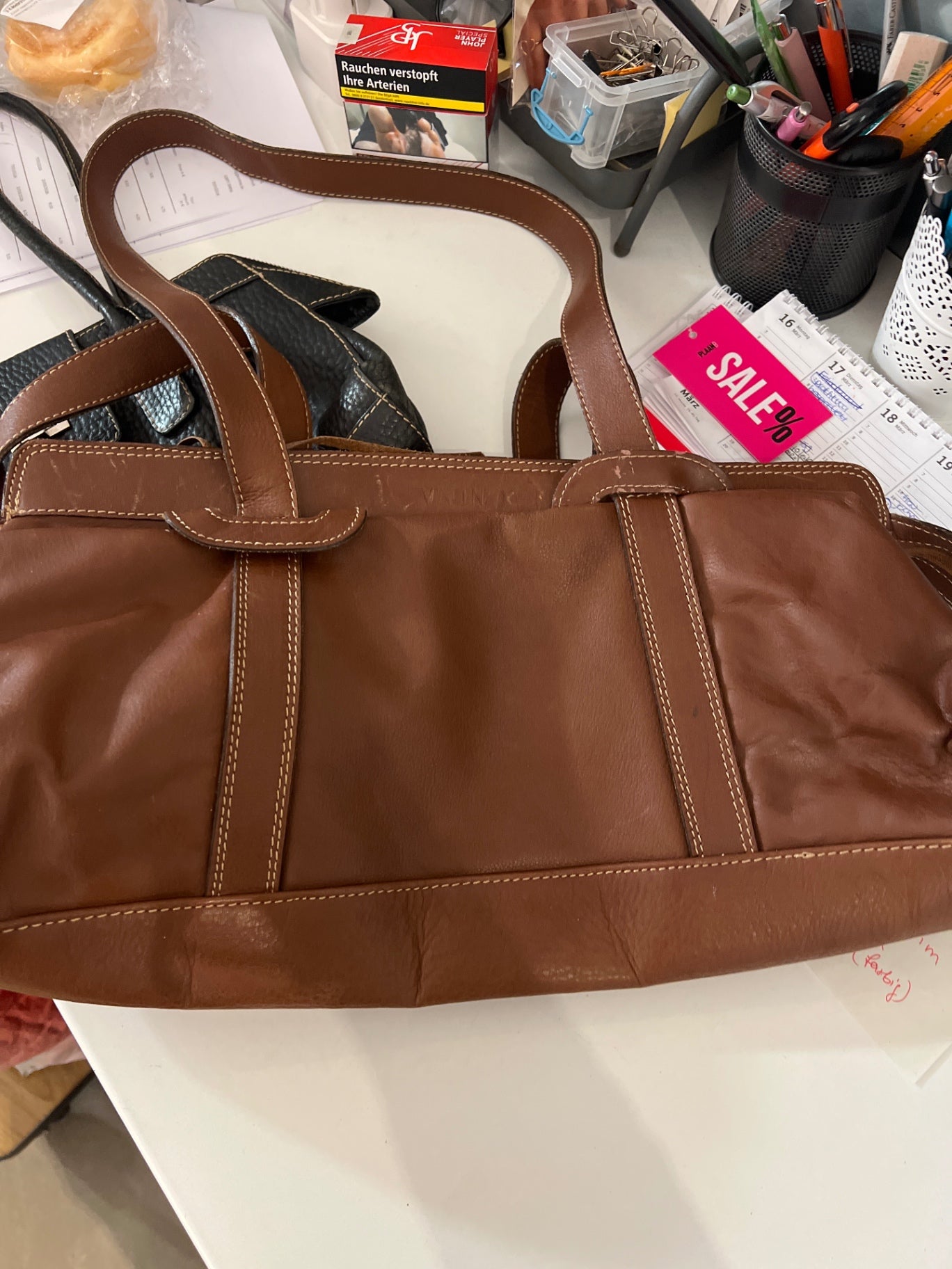 Vincenzo Ledertasche Braun / Gebrauchsspuren