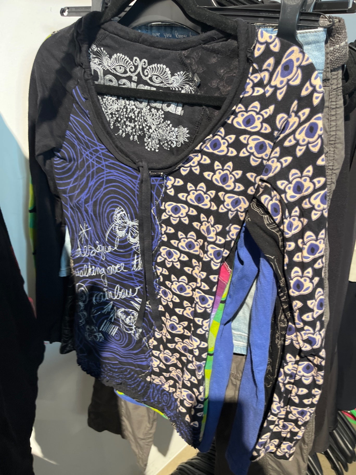 Desigual Langarmshirt Schwarz Blau S