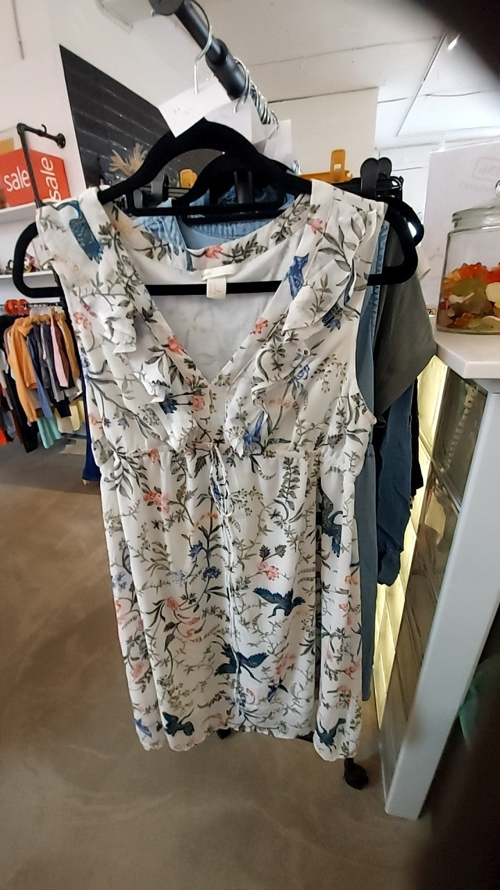 H&M Umstandskleid Weiß m. Mustern Gr.: M