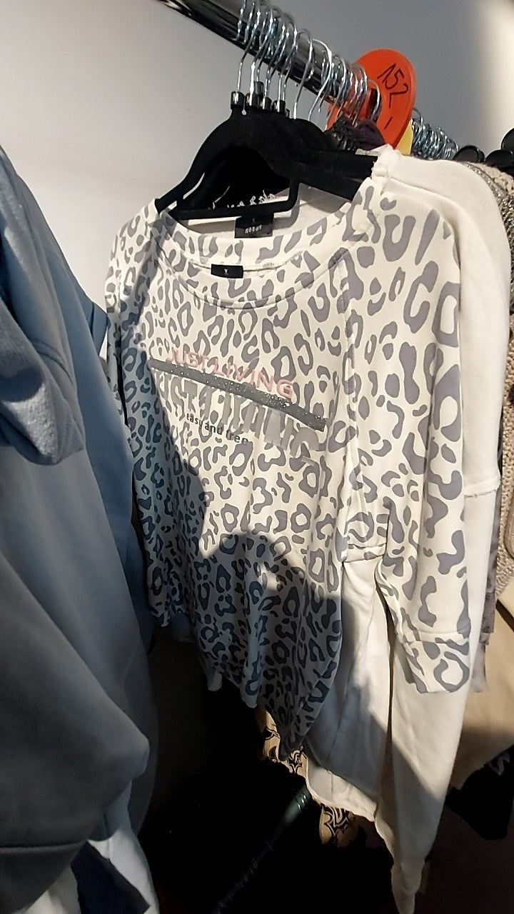 Monari Shirt Weiß/Grau Leo Gr.: M