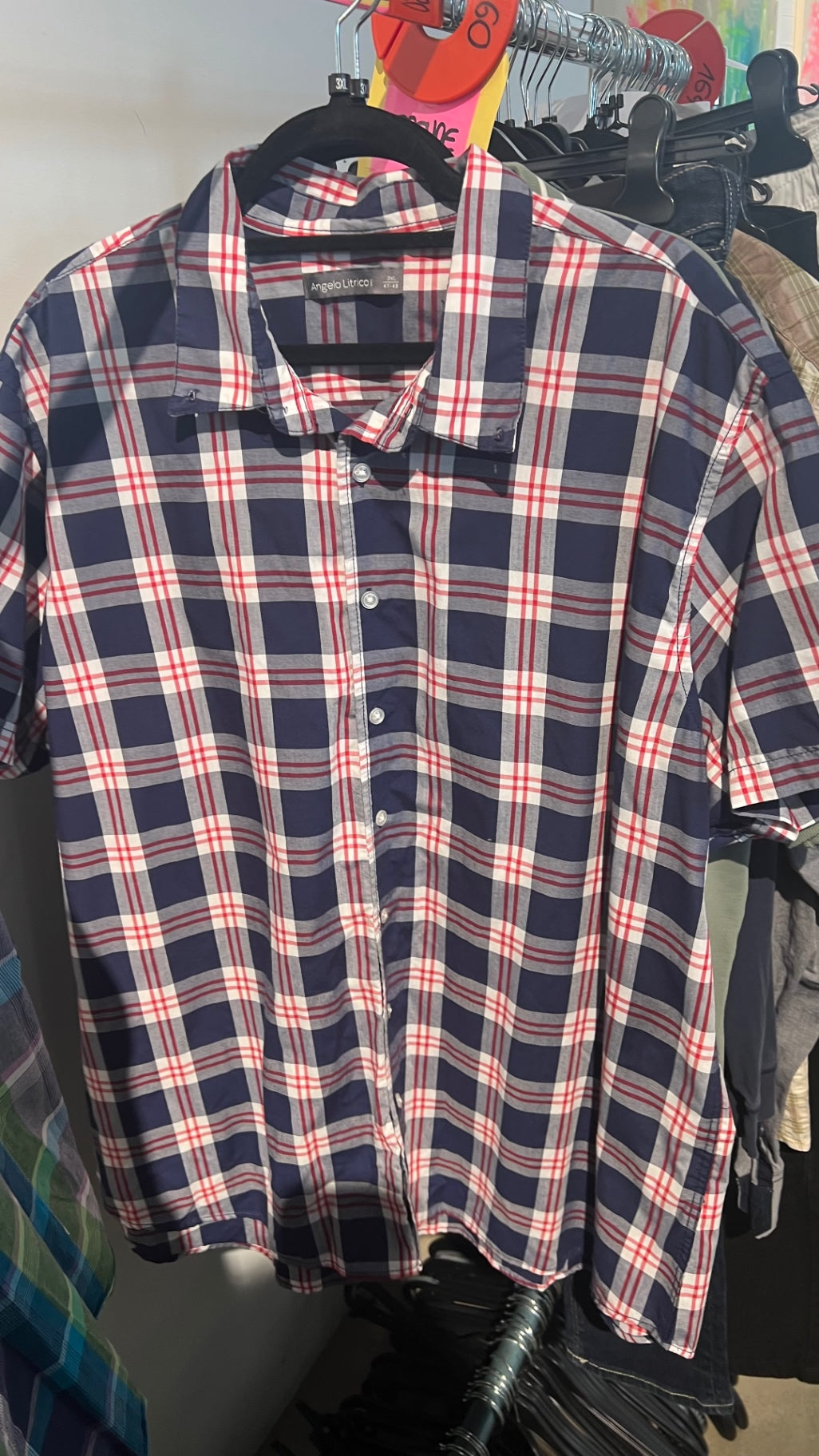 Angelo Litrico Hemd Blau, Rot, Weiß Gr.: 3XL