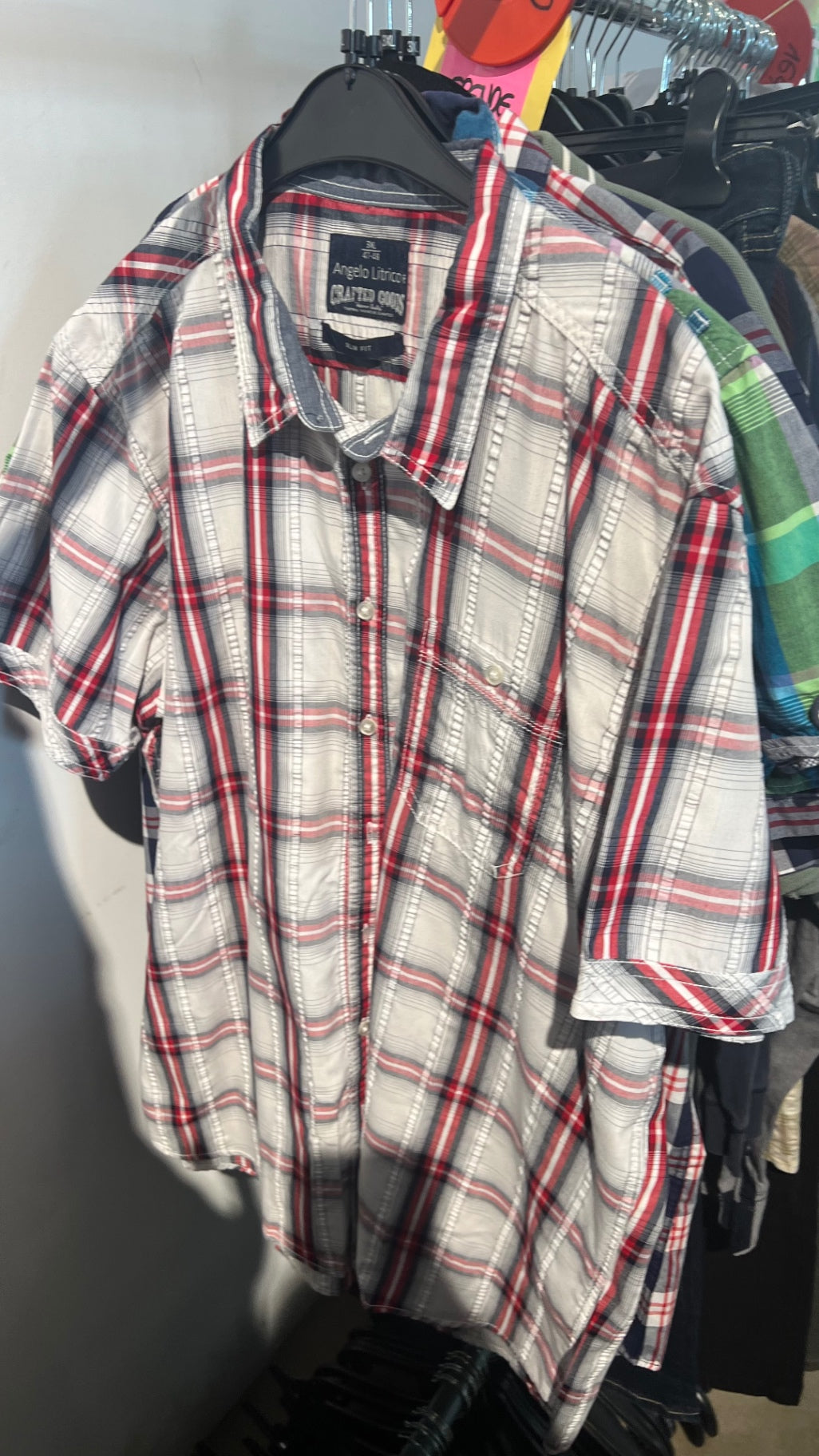 Angelo Litrico Hemd Weiß Rot Gr.: 3XL