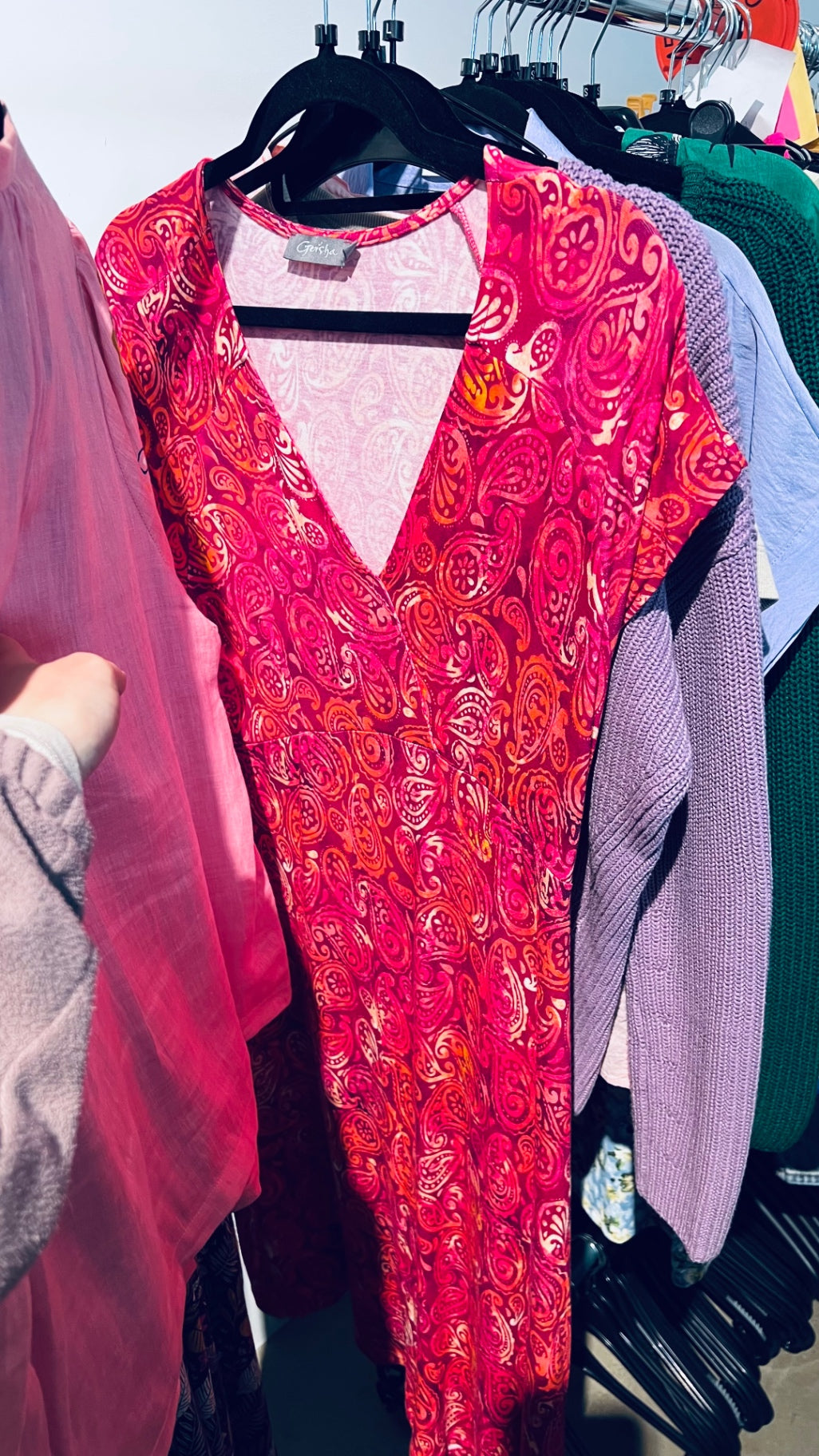Gesha Kleid Rot, Rosa, Orange Gr.: M