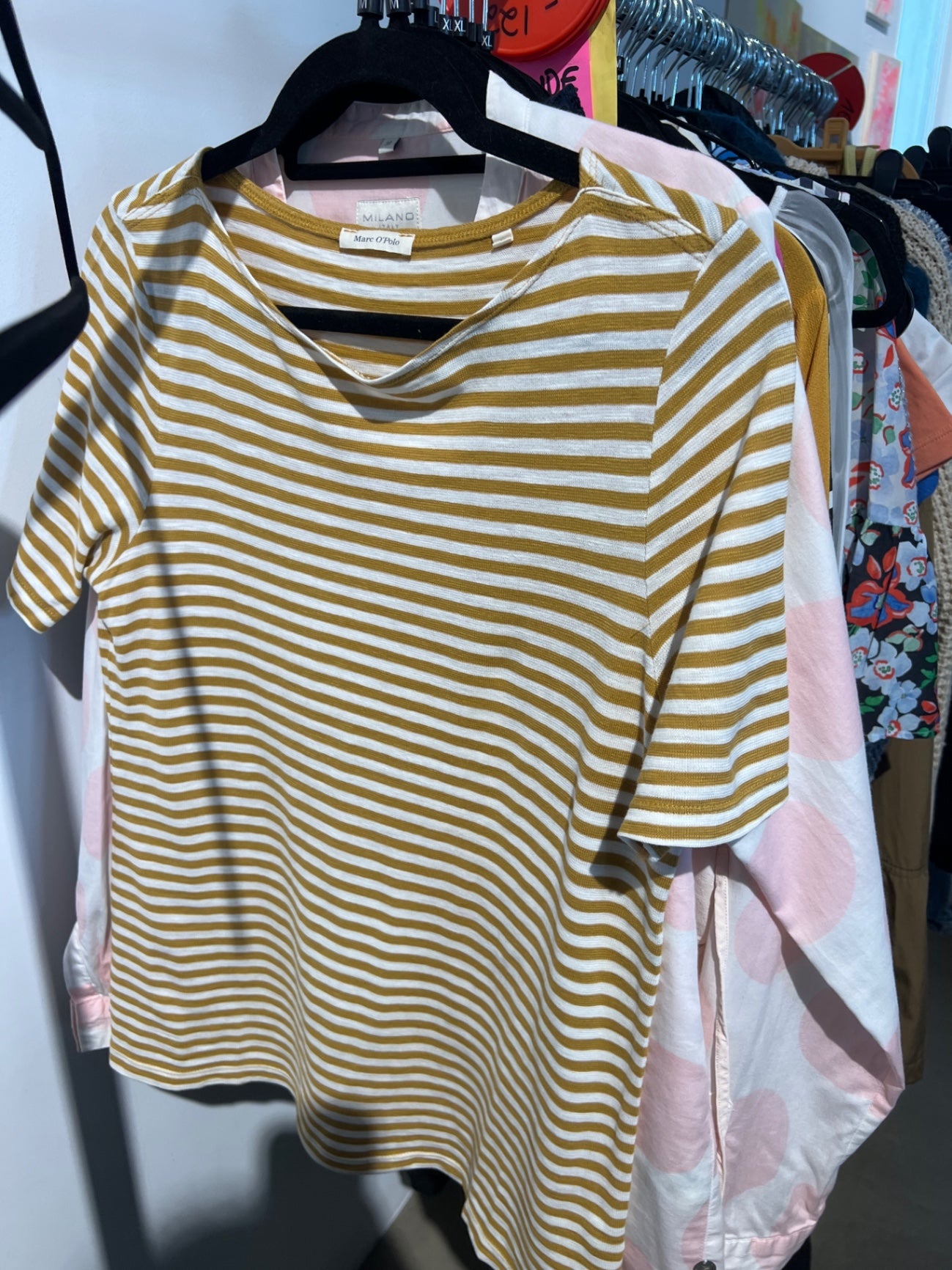 Marc O'Polo T-Shirt Gelb Weiß Gestreift Gr.: M