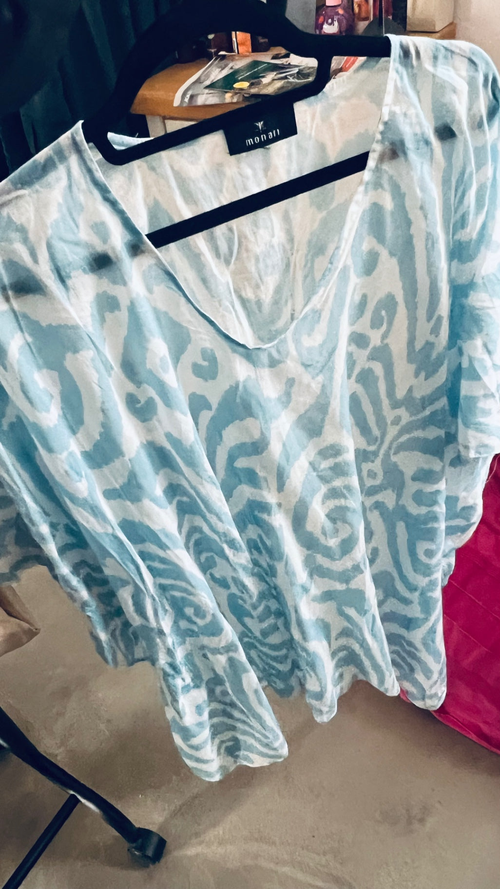 Monari Bluse Blau und Weiß Gr.: XL