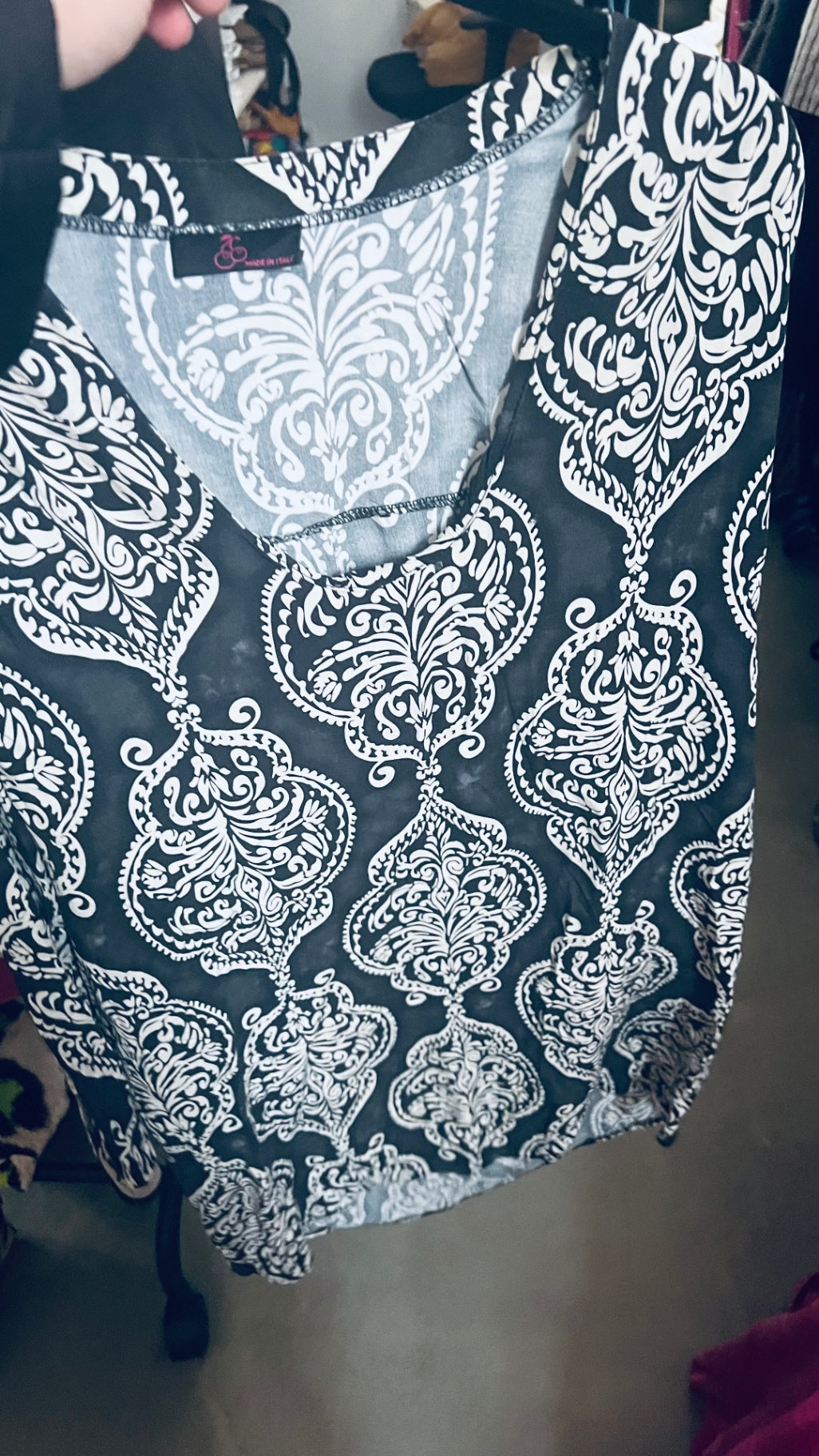Made in Italy Bluse Schwarz und Weiß Gr.: L