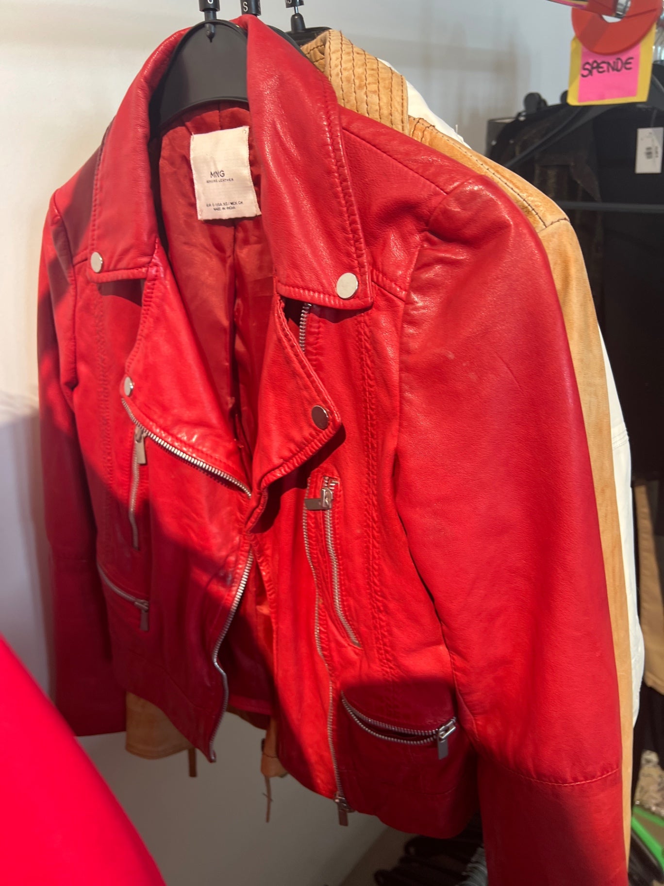 MNG Lederjacke Rot Gr.: S