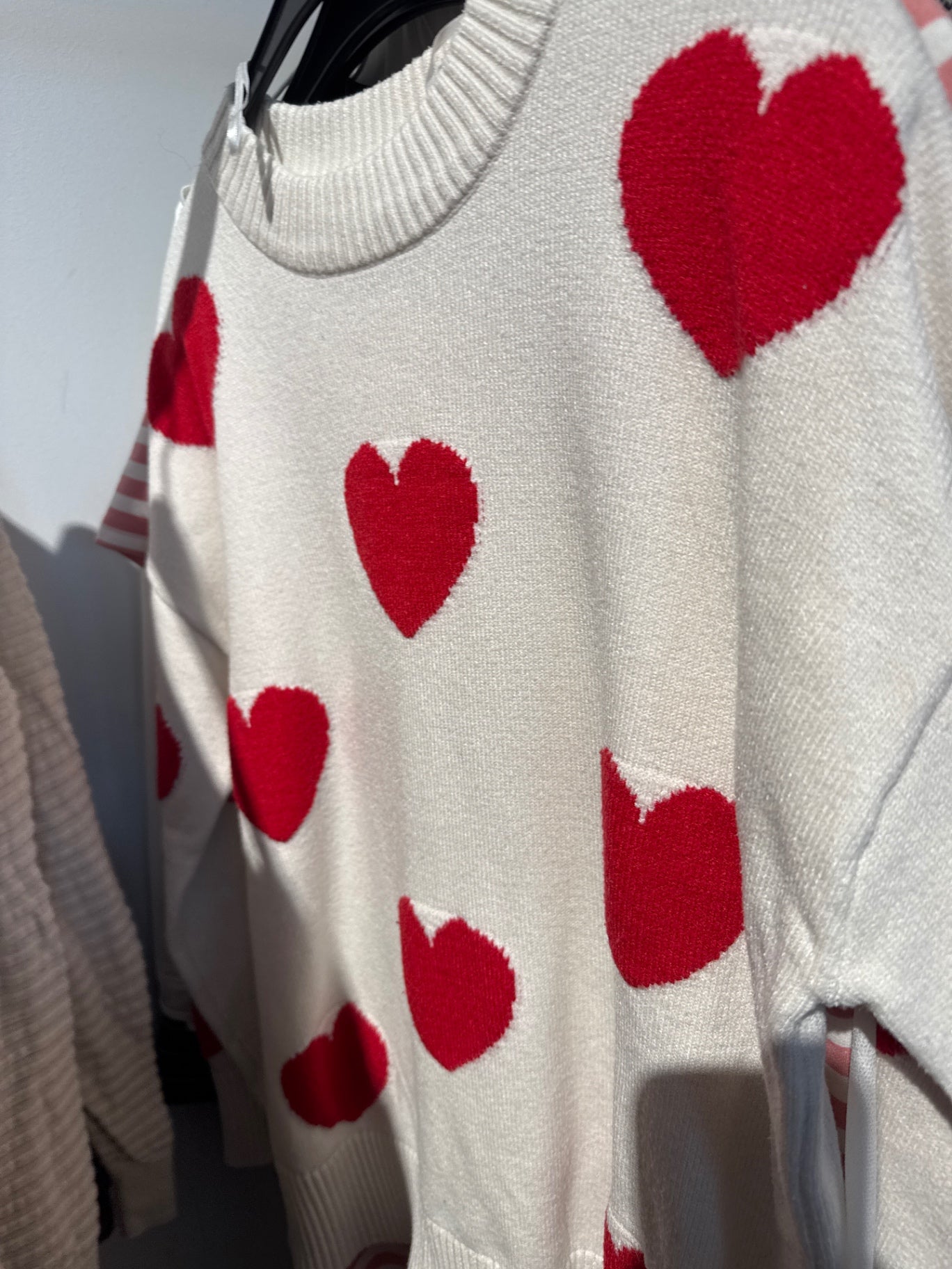 FB Sister Pullover Weiß mit Herzen Gr.: S