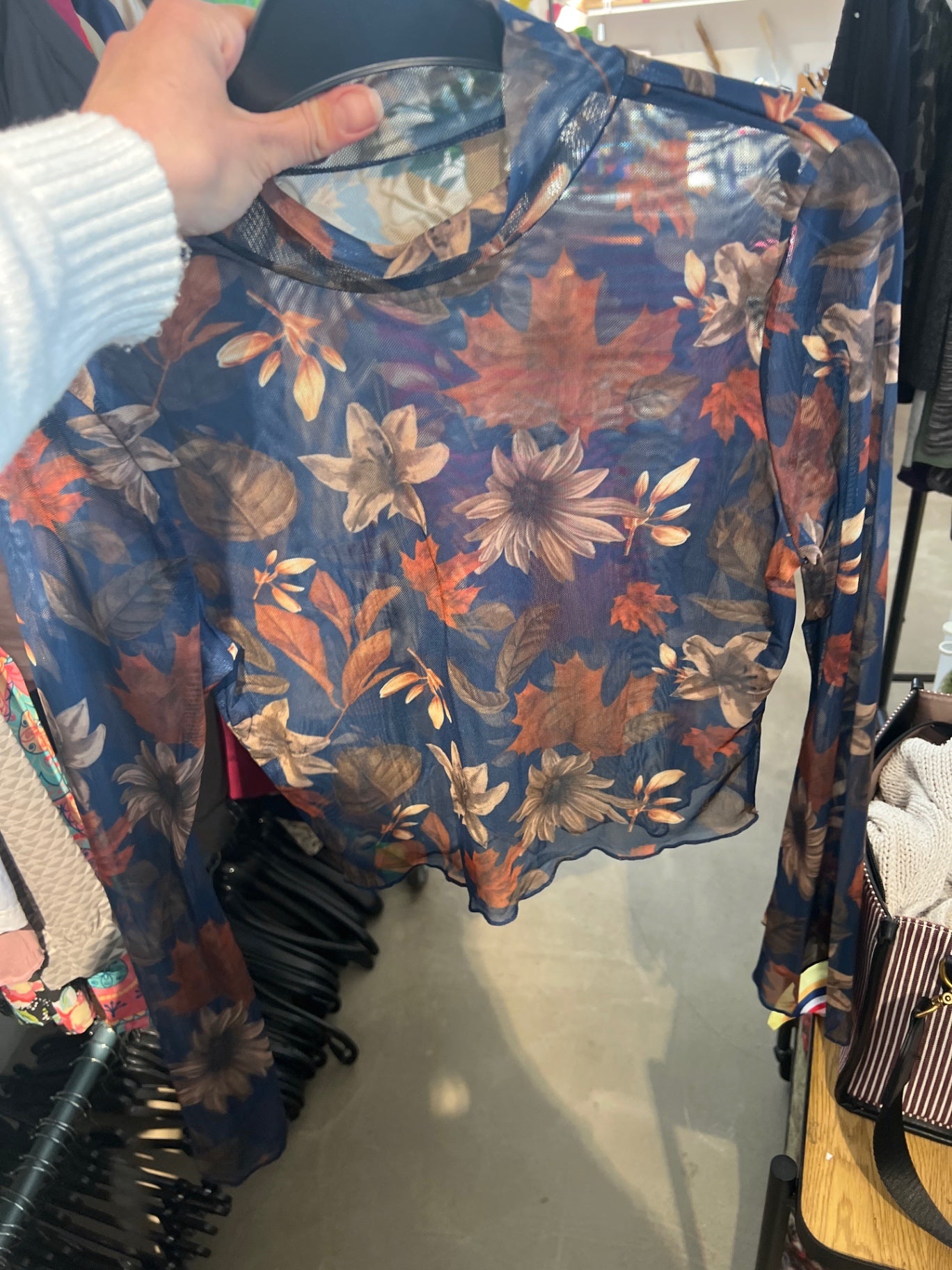 Langarmshirt Blau Transparent Gr.: S