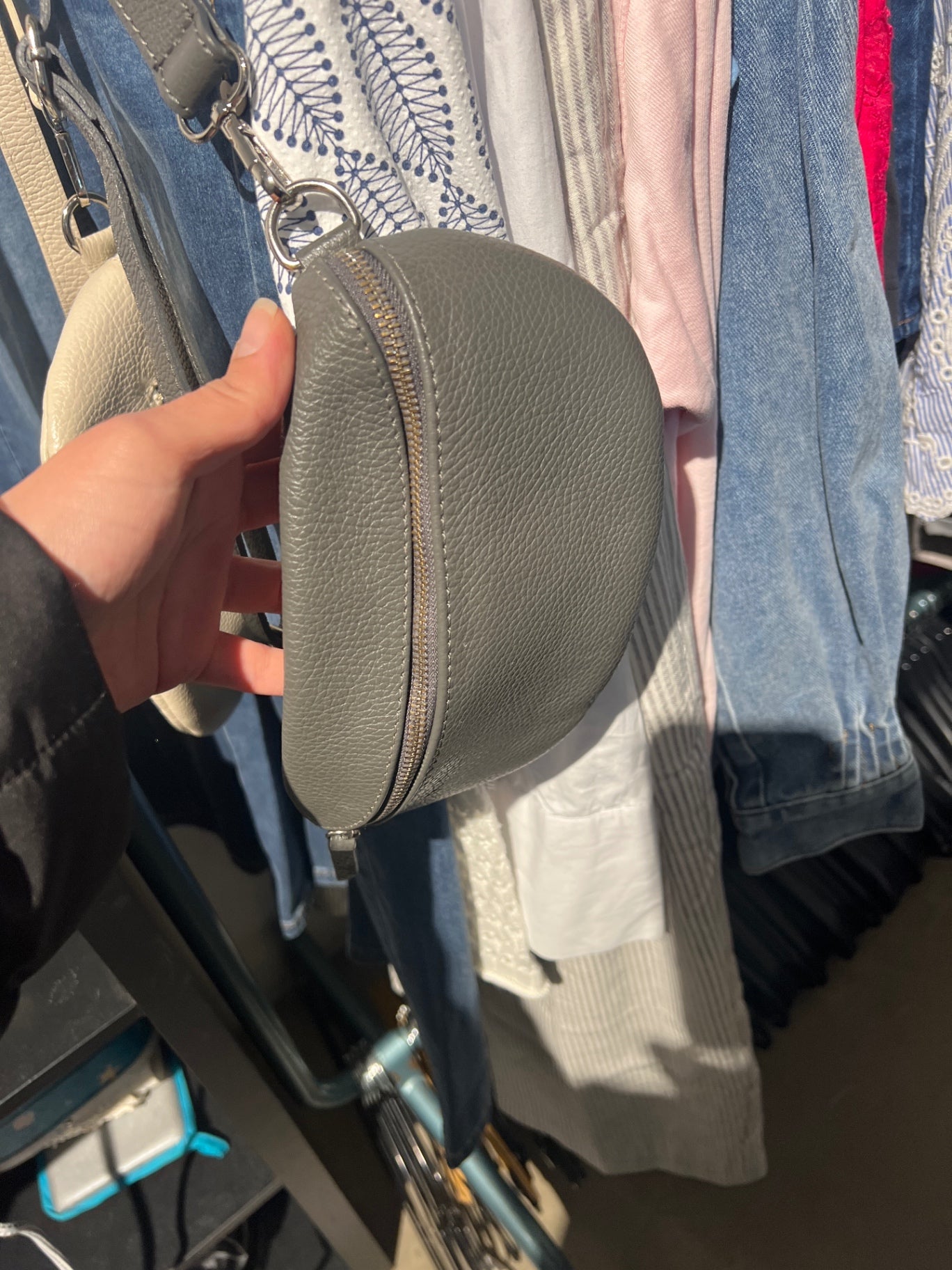 Leder Tasche Grau
