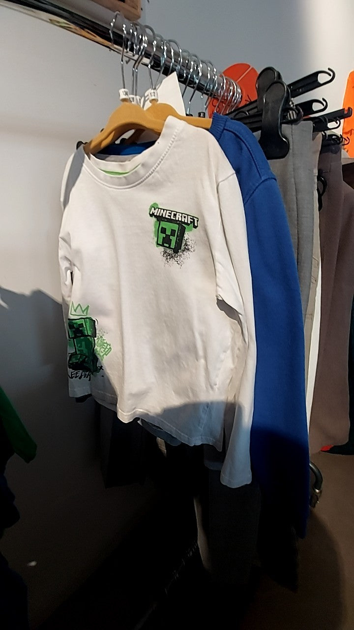 Minecraft Langarmshirt Weiß/Grün Gr.: 134