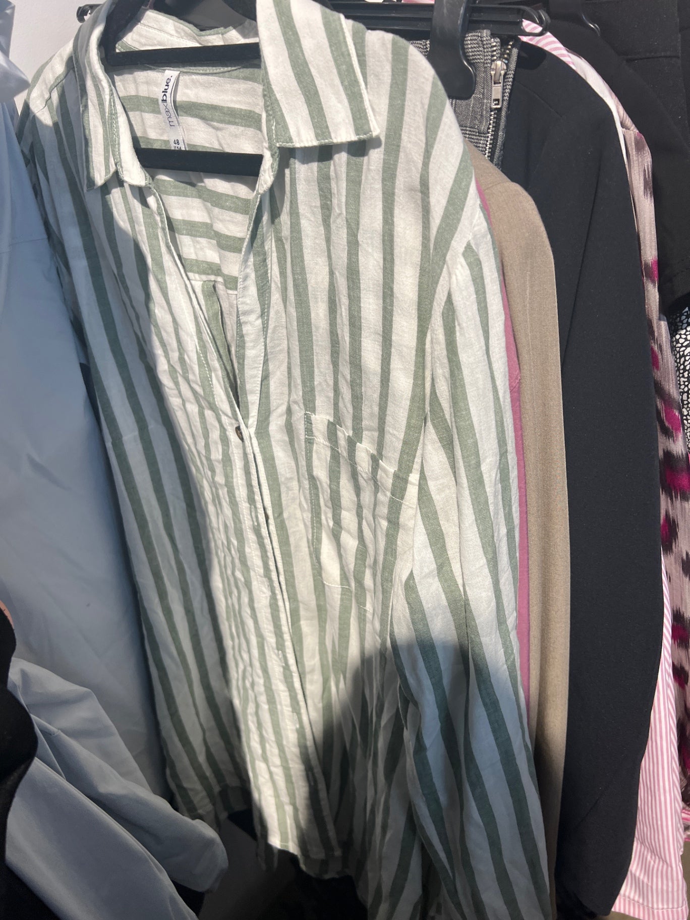 Maxiblue Bluse Grün/Weiß gestreift Gr.: 48