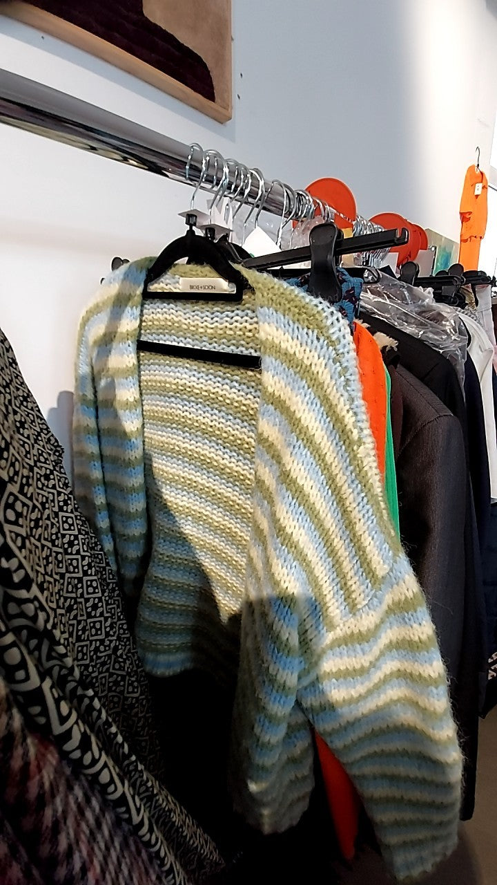 Broke+Schön Strickjacke Grün/Blau/Gelb One Size