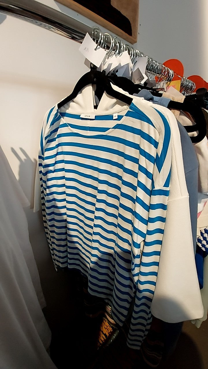 Opus Longsleeve Weiß/Blau gestreift Gr.: 40