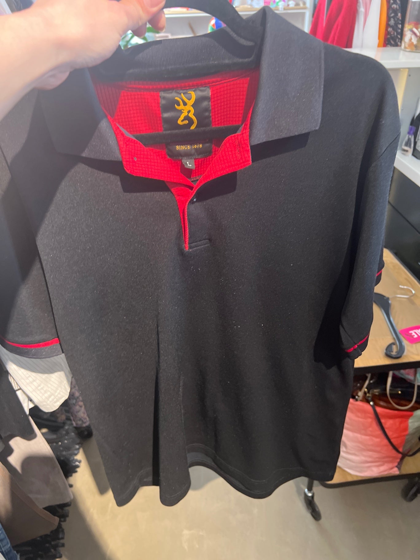 Browning Poloshirt Schwarz Rot Gr.: L