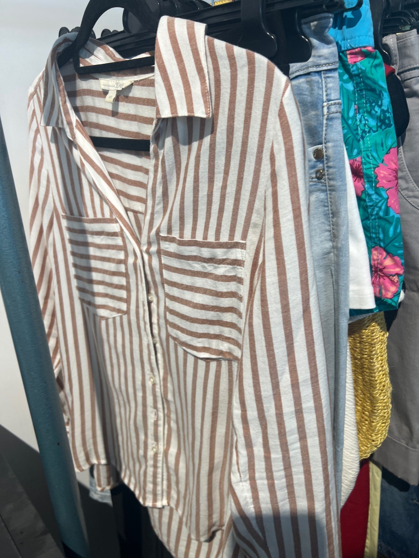 Tom Tailor Bluse Weiß und Braun gestreift Gr.: XS