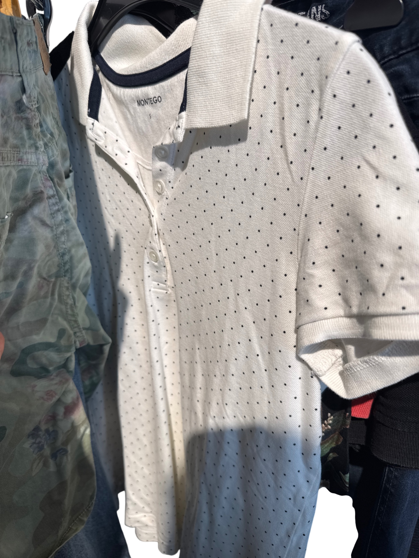 MONTEGO Poloshirt Weiß mit Punkten Gr.: S