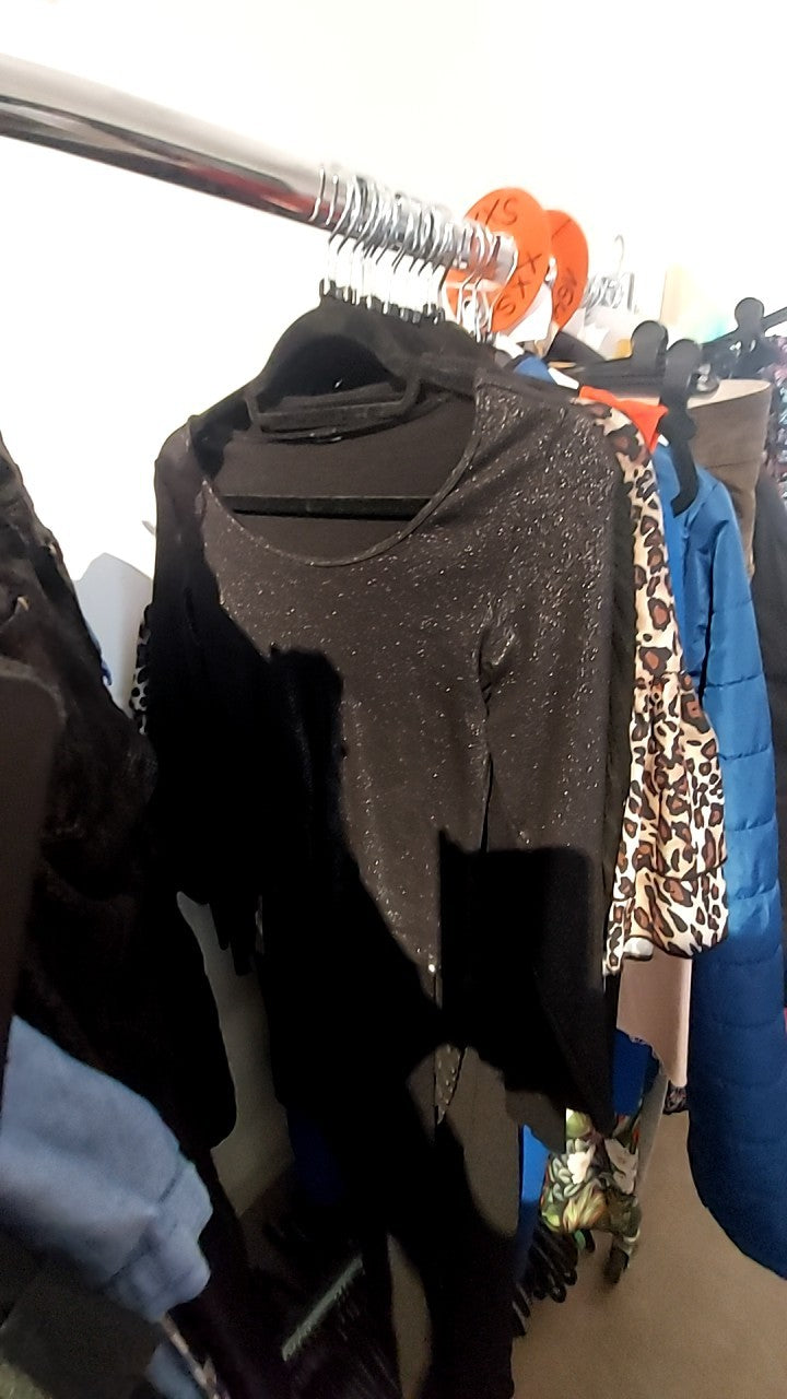 Longsleeve Schwarz m. Glitzereffekt Gr.: S