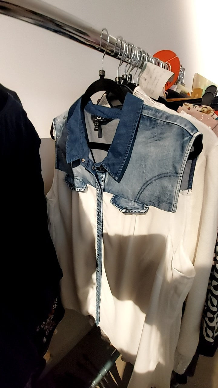 Ulla Popken Bluse Weiß und Blau Gr.: 50