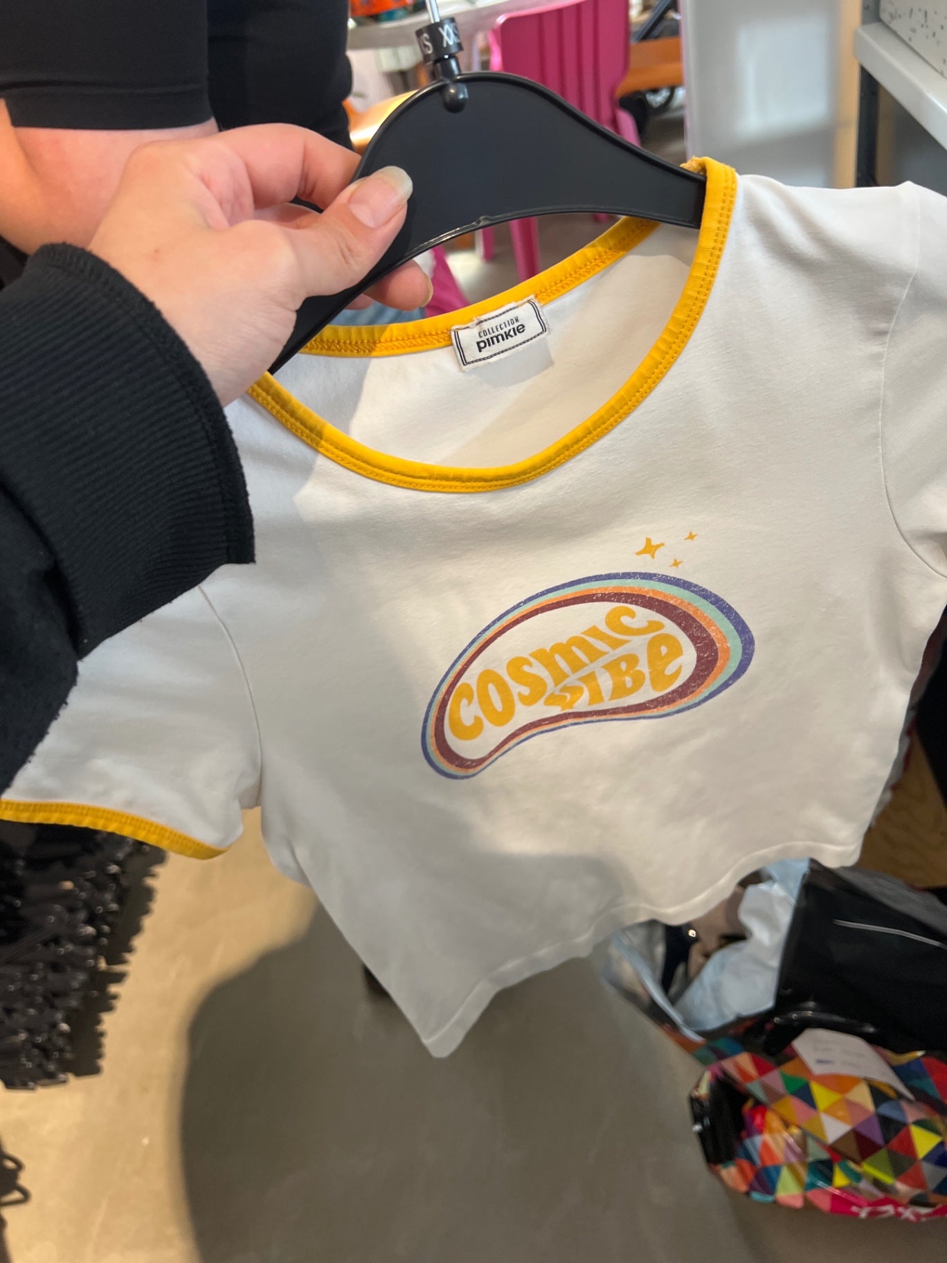 Pimkie T-Shirt Weiß mit gelb Gr.: XS