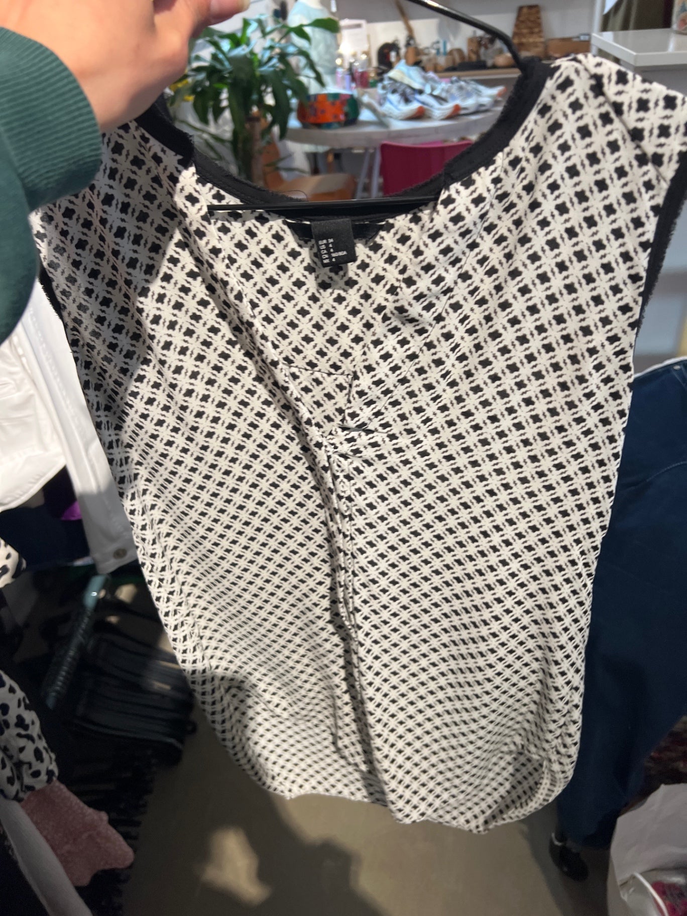 H&M Blusentop Schwarz und Weiß Gr.: XS