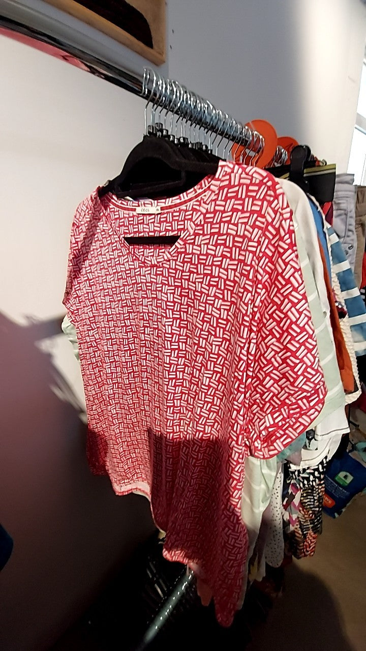 CECIL T-Shirt Pink/Weiß Gr.: XXL