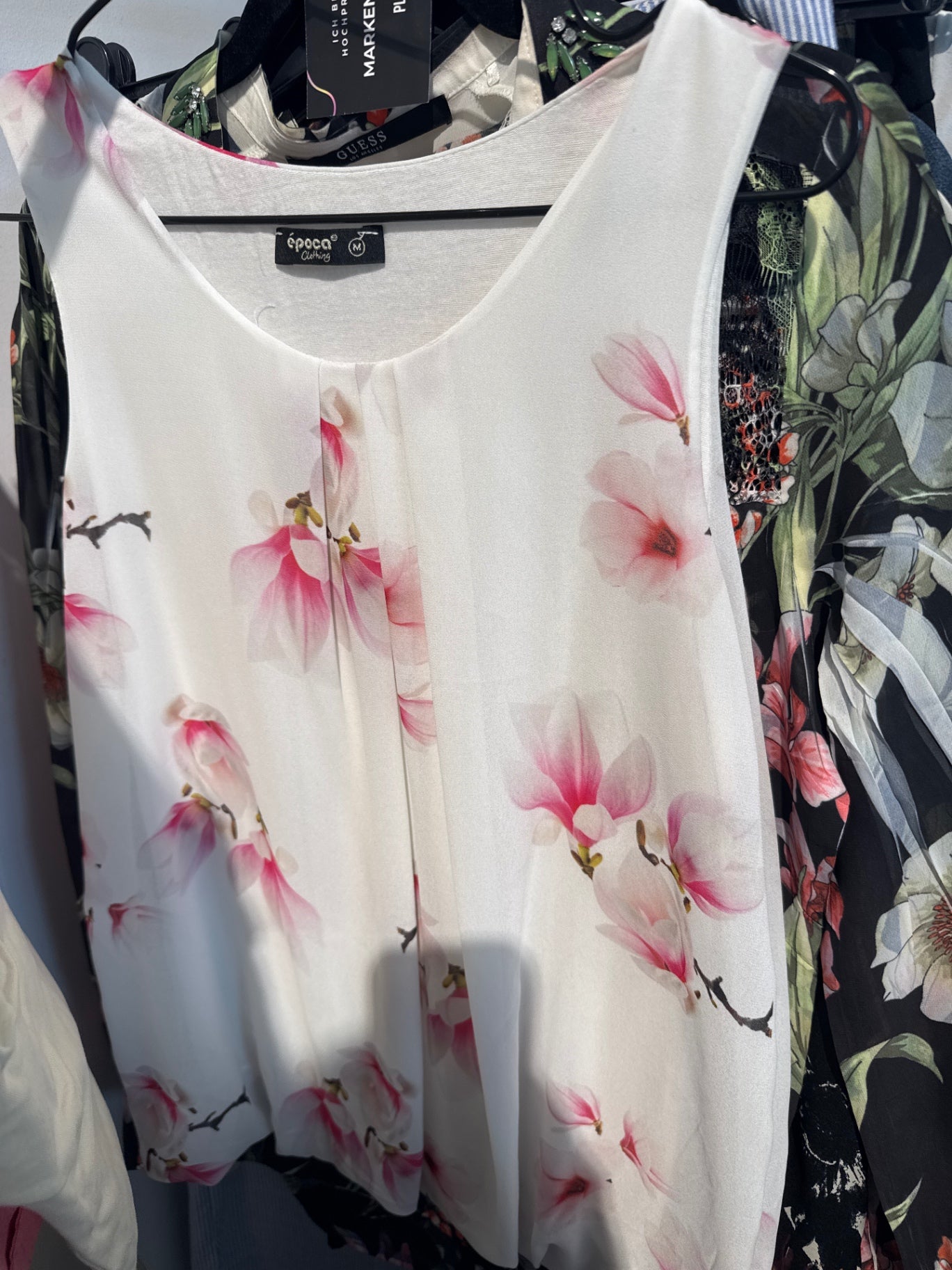 epoca Bluse Weiß mit pinken Blumen Gr.: M