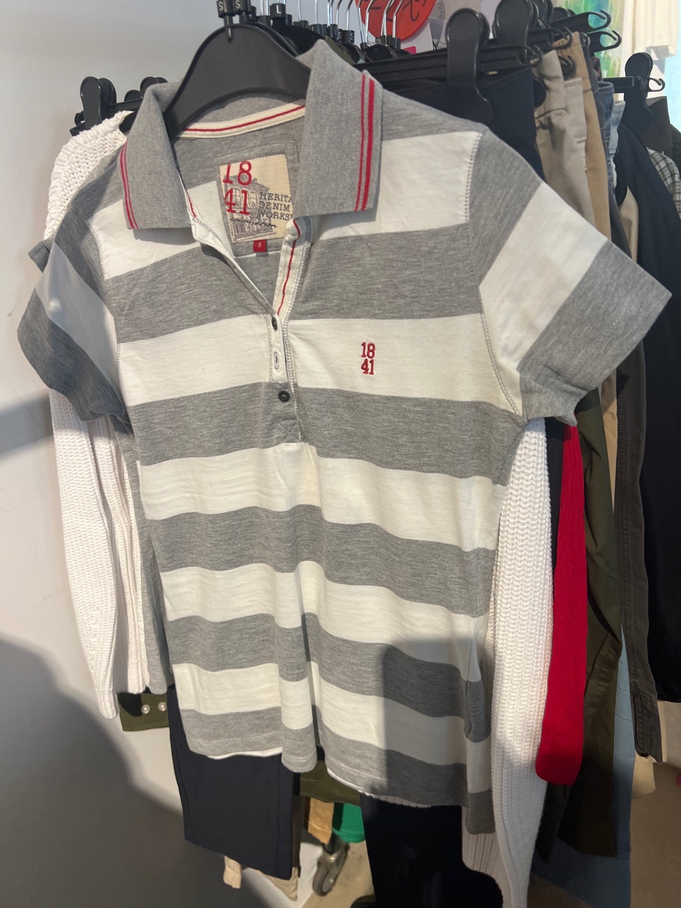 Heritage Poloshirt Grau und Weiß Gr.: S