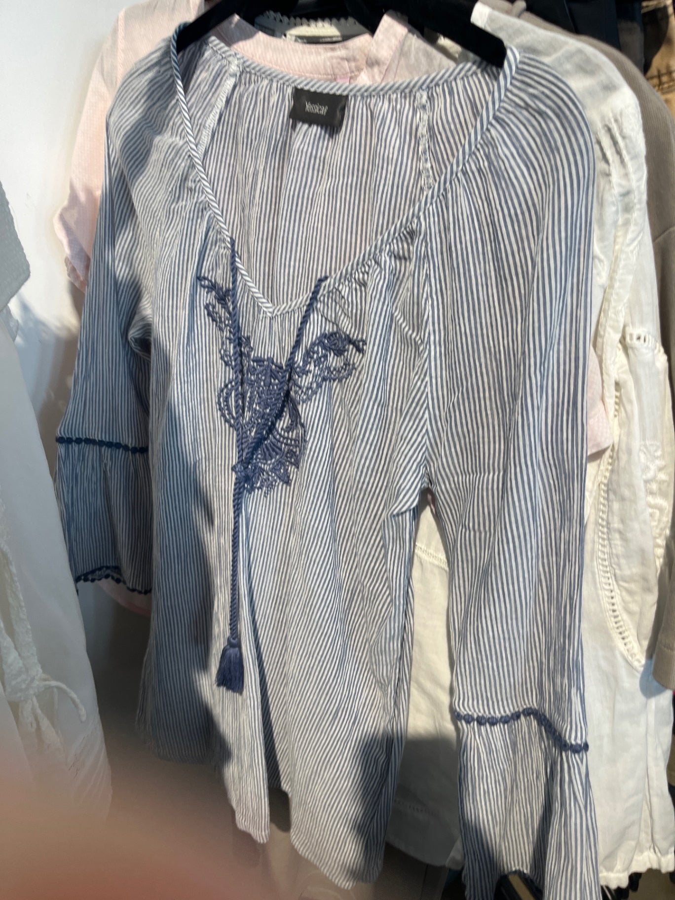 Yessica basics Tunica Weiß blauen Streifen Gr.: S