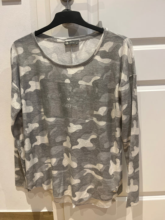 Decoy Langarmshirt Grau und Weiß