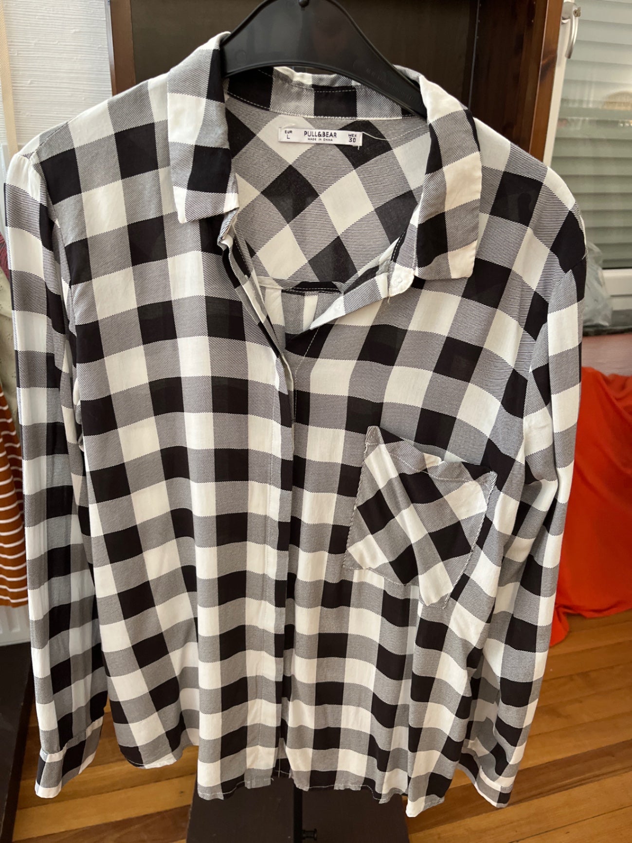 Pull&Bear Hemd Schwarz-Weiß kariert