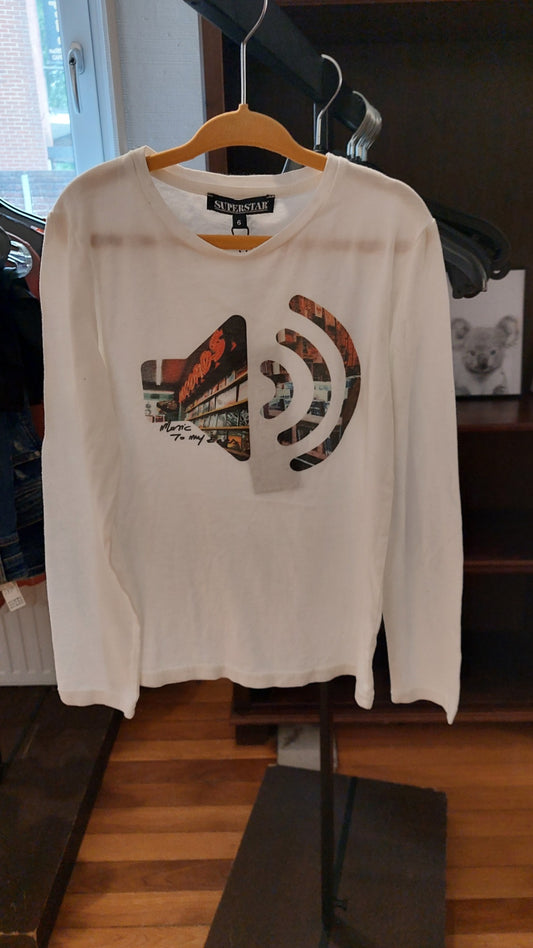 Superstar Langarmshirt Weiß/Music Tommy