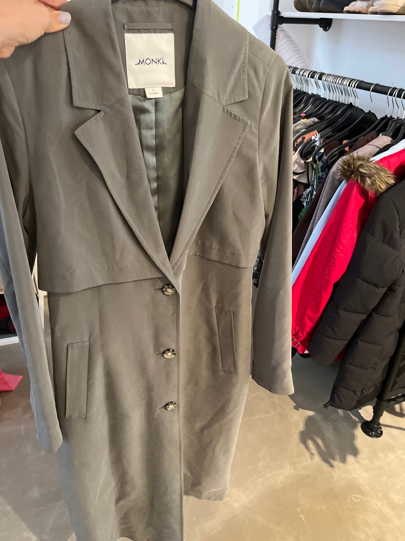 Monki Mantel Grau/Grün