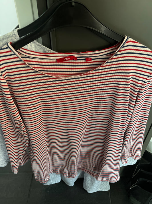 s.Oliver Langarmshirt Rot-Weiß-blau gestreift