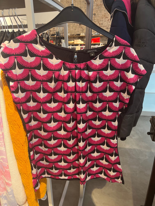 Comma T-Shirt Schwarz, Pink